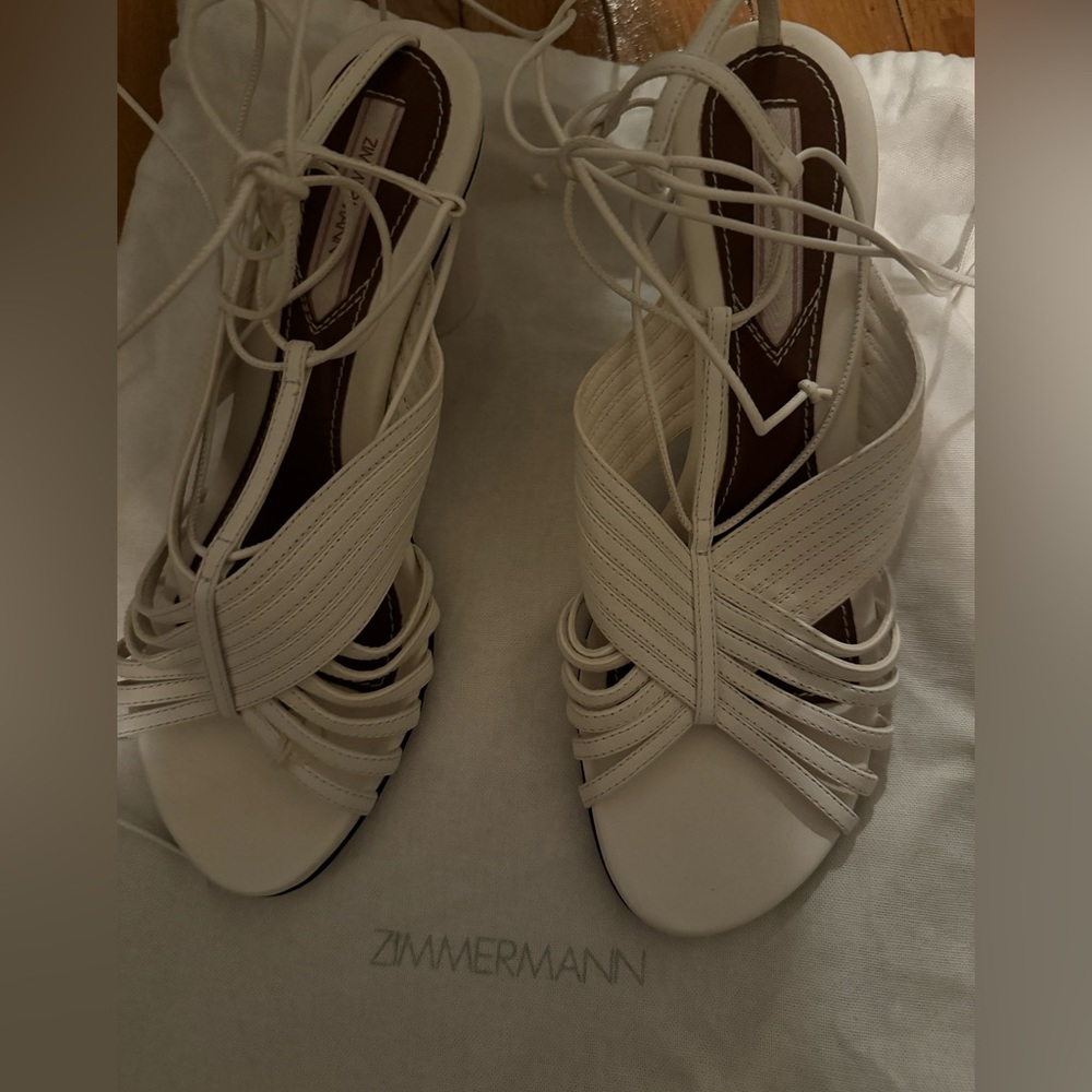Zimmermann - Mid Heel Leather Sandals